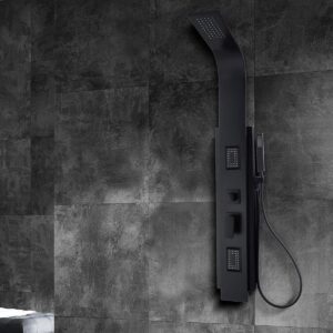 Columna Origin Loos Negro 140 Cm C/ 2 Jets Hidromasaje Y Ducha Telef