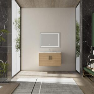 Mueble De Baño Golden Bath Loira Castaño 80X50X46 Cm C/ Rebose Inc. Lavatorio Empotrar - Imagen 1