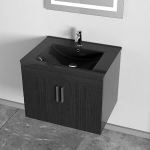 Mueble De Baño Golden Bath Roko Negro 60X50X46 Cm C/ Rebose Inc. Lavatorio Empotrar - Imagen 1