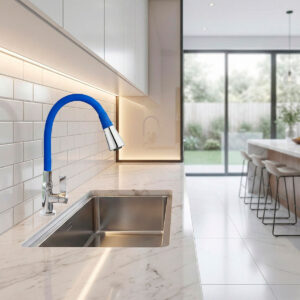 Llave Trebol Savona Para Lavadero C/Pico Flex Azul Al Mueble - Imagen 1