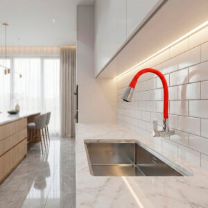 Llave Trebol Savona Para Lavadero C/Pico Flex Rojo A La Pared - Imagen 1