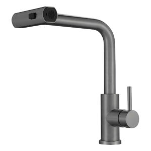 Monocomando Inox para Mueble Pico Extraible Gun Metal - Imagen 1