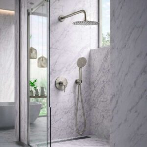 Monocomando Inox para ducha con salida - 20CM - Incluye ducha teléfono ABS - Imagen 1
