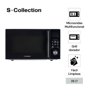 MICROONDAS SOLE 3EN1 GRILL BLACK 26L SOLHOM004 COLOR NEGRO - Imagen 1